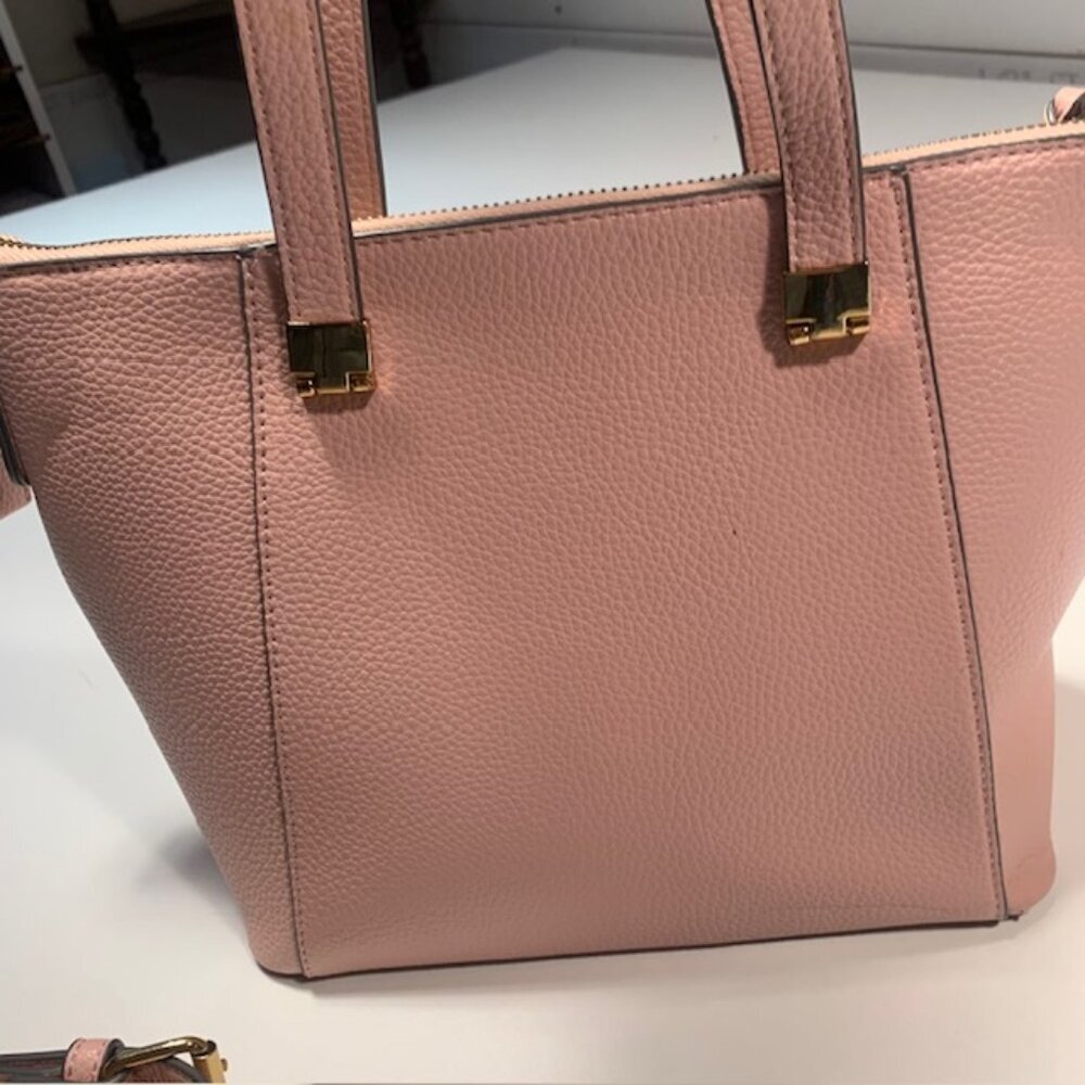 Love & Lore Pink Pebbled Leather Satchel Tote Crossbody Bag Gold Hardware - Picture 8 of 11